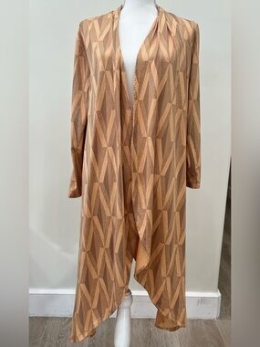 MANAOLA Light Brown Geometric Open Front wrap, size small